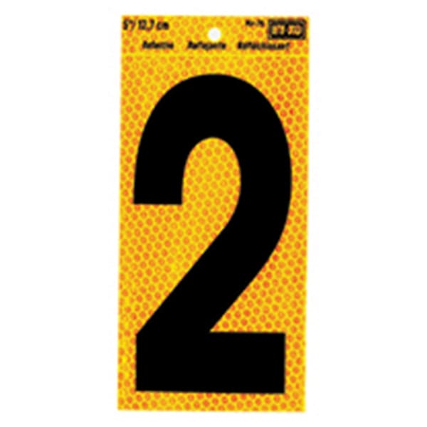 Hy-Ko 5In Yellow Reflective Number 2, 10PK B00752 - main